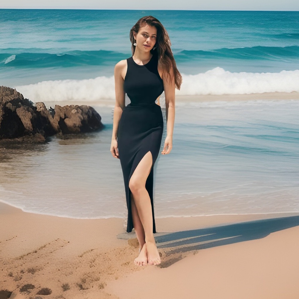 L*Space Charlie Dress Black Sleeveless Split Leg